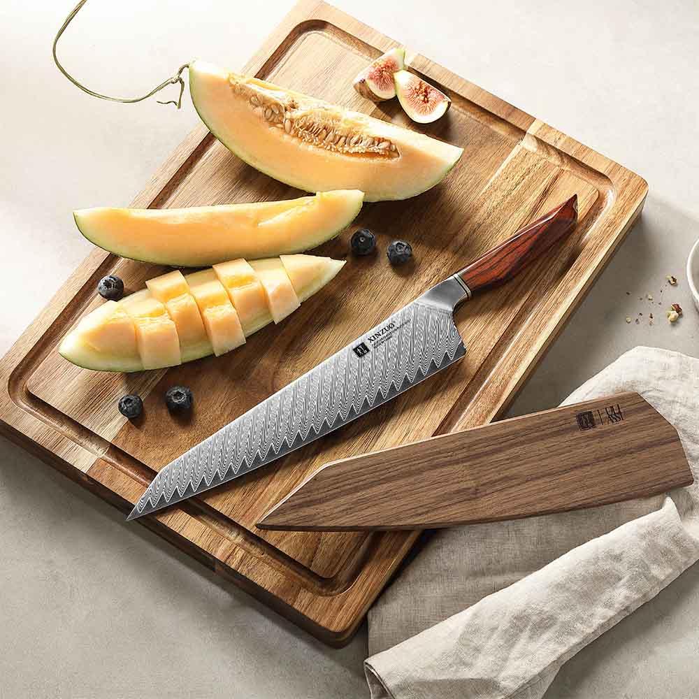 Луксозен Професионален кухненски нож от дамаска стомана Xinzuo Mauro Uliassi X03 Bunka 26 cm кания